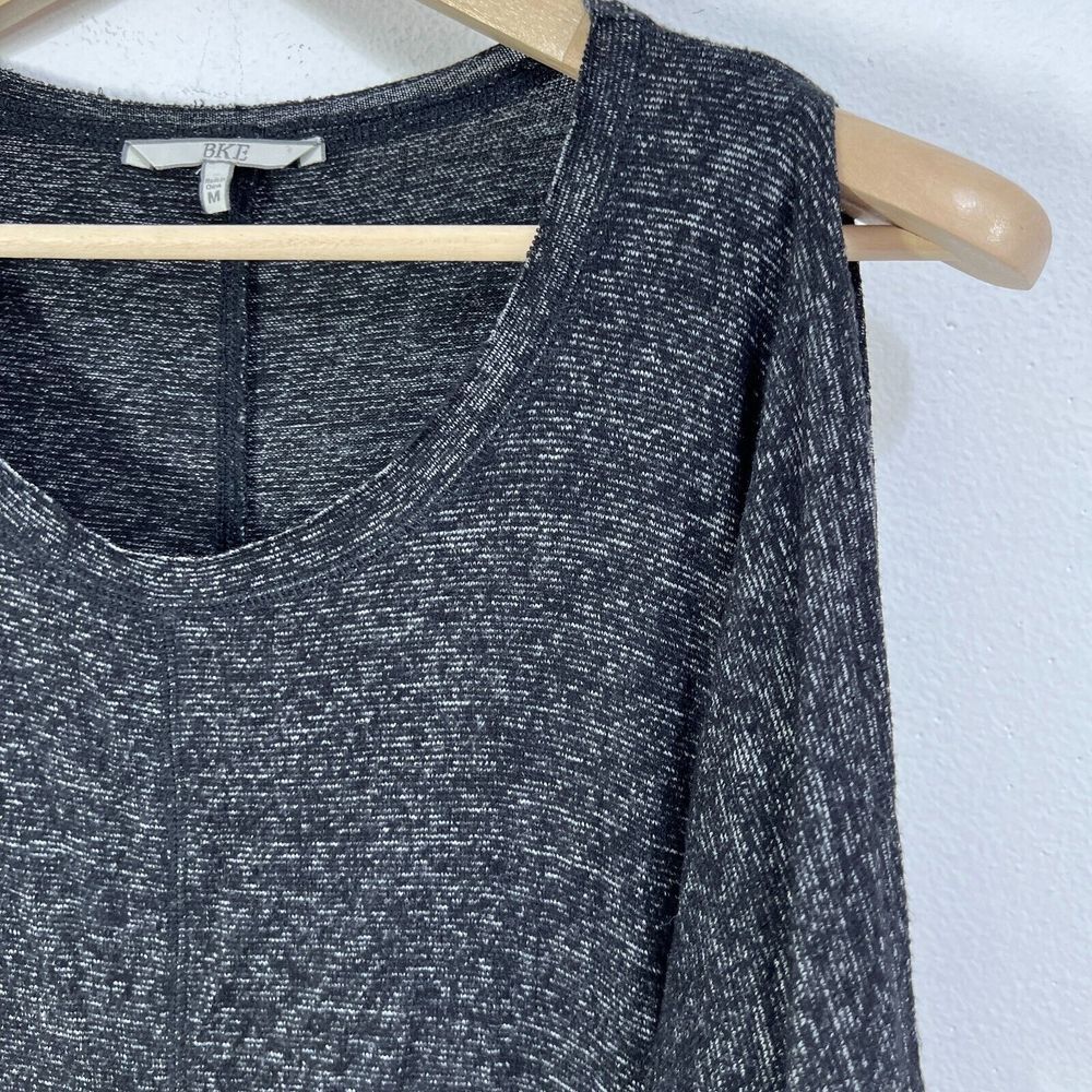 BKE lounge Cold Shoulder Top Womens MD Shirts Blouses Heather Black Jersey Knit - Picture 5 of 12